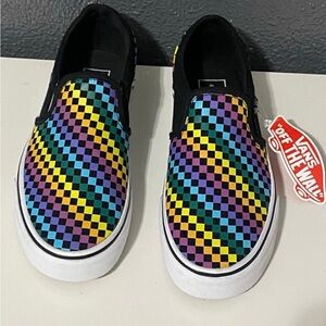 Vans Kids Colorful Checkered Slip-On Sneakers